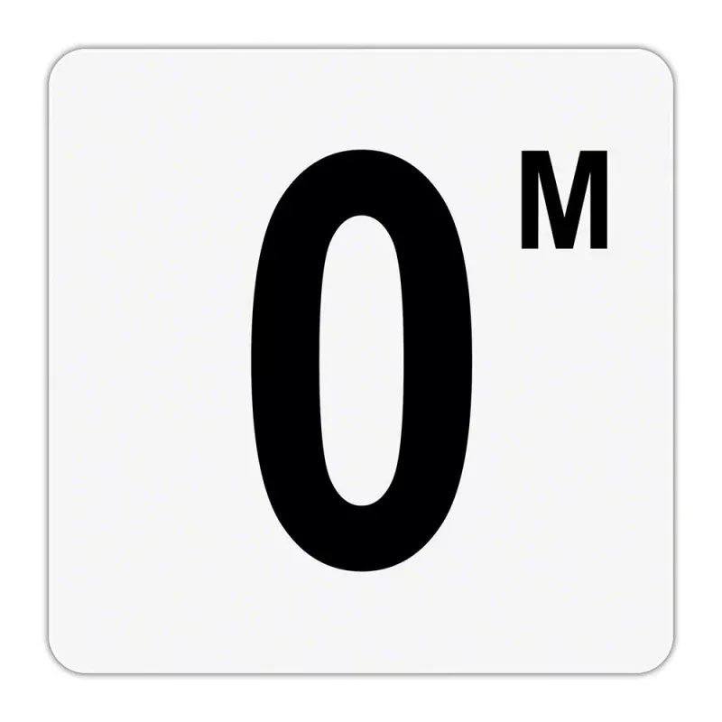 0 M - Plastic Overlay Depth Marker - 6 x 6 Inch with 4 Inch Lettering
