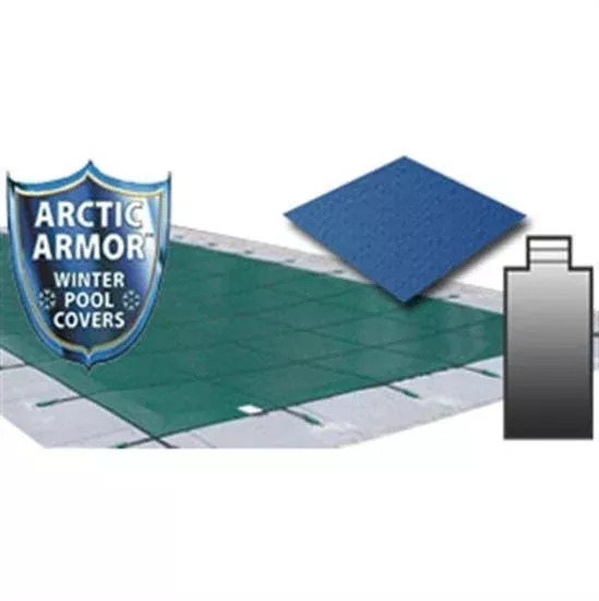 Arctic Armor 18' x 36' Ultra Light Solid Safety Cover w- 4' x 8' Center End Step Section - Green