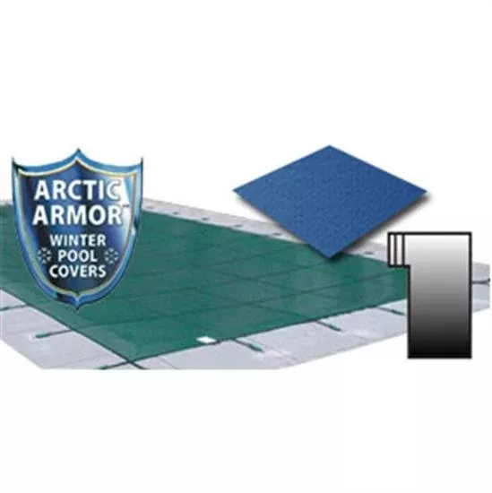 Arctic Armor 18' x 36' Ultra Light Solid Safety Cover w- 4' x 8' Left Step Section - Blue