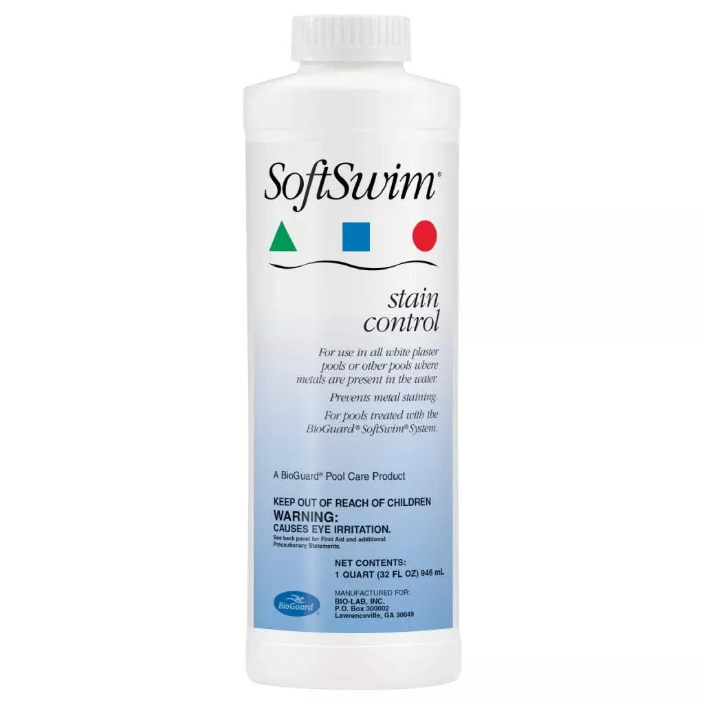 BioGuard SoftSwim Stain Control, 32 oz, Prevents Metals from Settling and Staining Pool Surfaces, Highly Effective and Easy to Use
