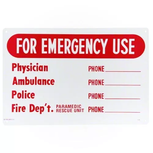 Poolmaster For Emergency Use Sign 40339