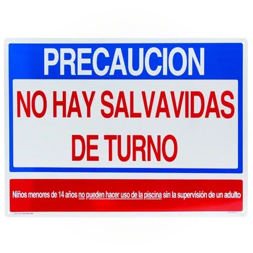 Poolmaster No Life Guard On Duty Sign 40381 - Spanish