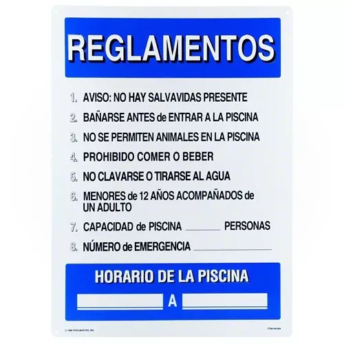 Poolmaster Pool Regulations Sign 40384 - Spanish