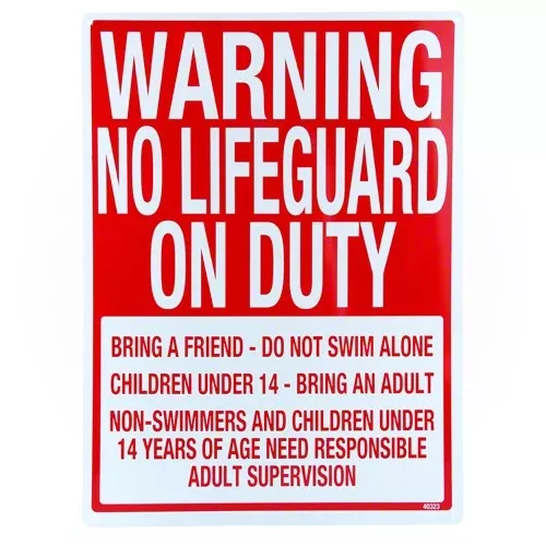 Poolmaster Warning: No Lifeguard On Duty Sign 40323