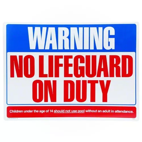 Poolmaster Warning No Lifeguard on Duty Sign 40325