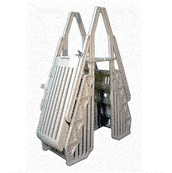 Vinyl Works Above-Ground Pool Entry System with Locking Gate - Taupe
