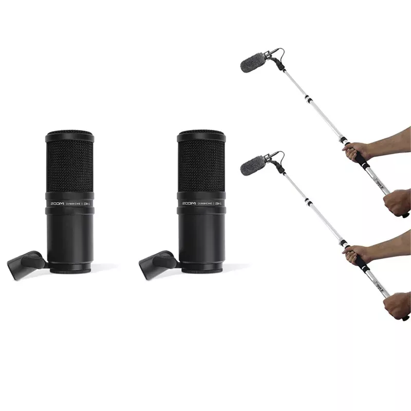 Zoom ZDM-1 Dynamic Microphone (2 Pack)& Pyle Telescoping Boom Pole (2 Pack)